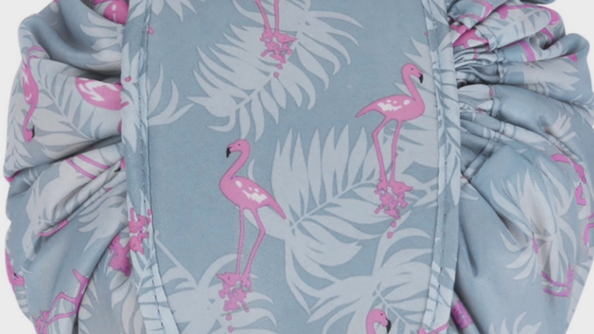 Flamingo drawstring makeup top bag